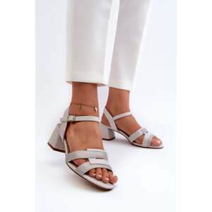 Women's high-heeled sandals made of Sergio Leone Grey eco leather