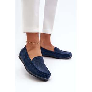 Women's suede loafers, navy blue, S.Barski