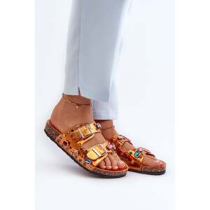 Women's Decorated Slippers with S.Barski Orange Buckles