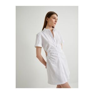 Koton Mini Shirt Dress Window Detailed Buttoned Short Sleeve Cotton