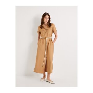 Koton Shirt Dress Short Sleeve Button Belt Detailed