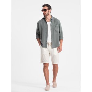 Ombre Men's short shorts with linen - cream