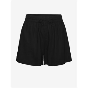 Women's black linen shorts Vero Moda Linn - Women